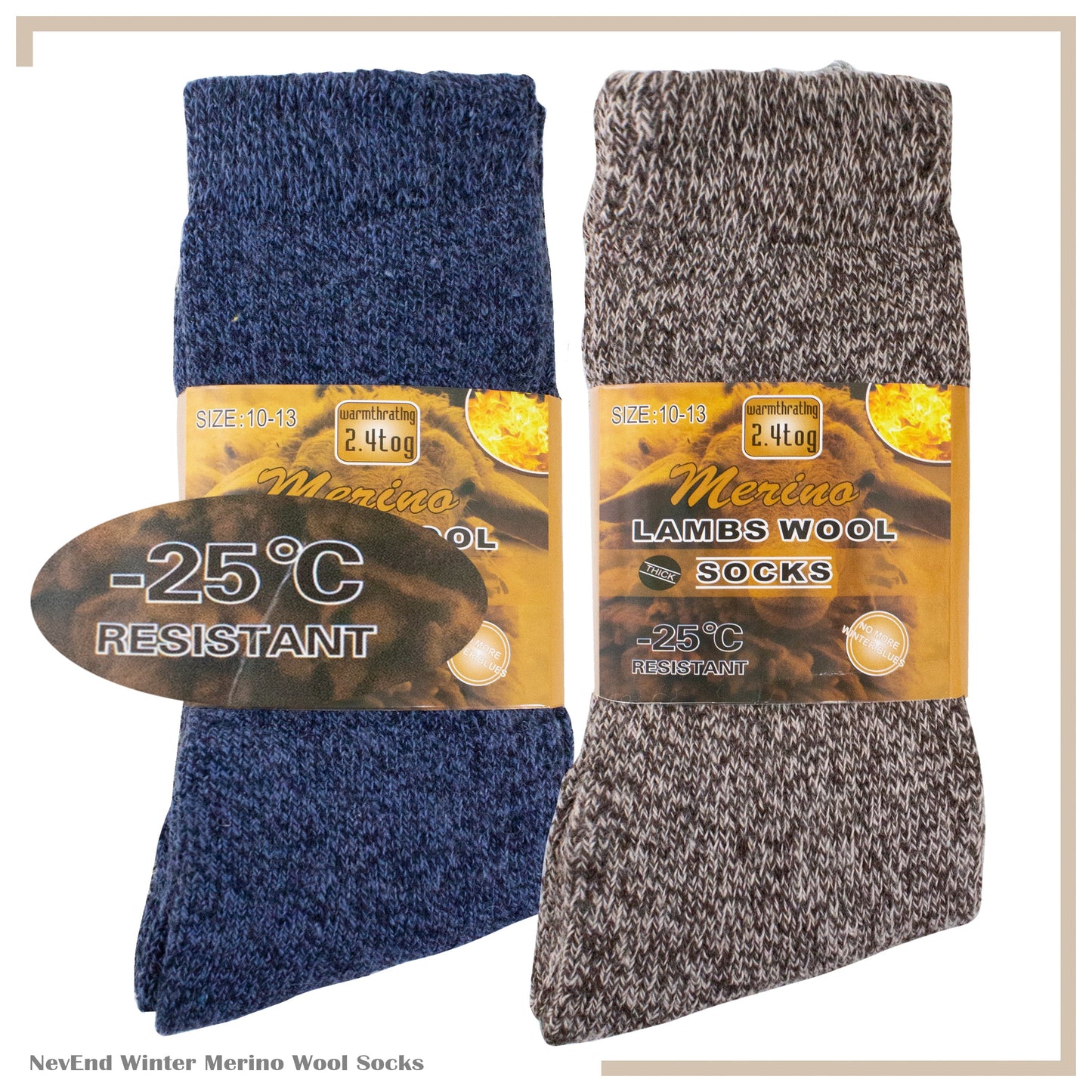 Men Wool Merino Winter Thermal Boot Thick Insulated Heated Socks For Heavy Duty Cold Weather Outdoor Activities Size 10-13