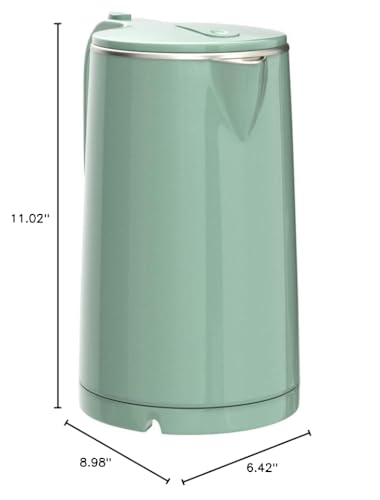 COOKTRON 1.7L Electric Kettle Quiet, Double Wall Hot Water Boiler BPA-Free, Quiet Boil and Cool Touch Tea Kettle, Cordless with Auto Shut-Off & Boil Dry Protection, 1500W Fast Boiling, Green