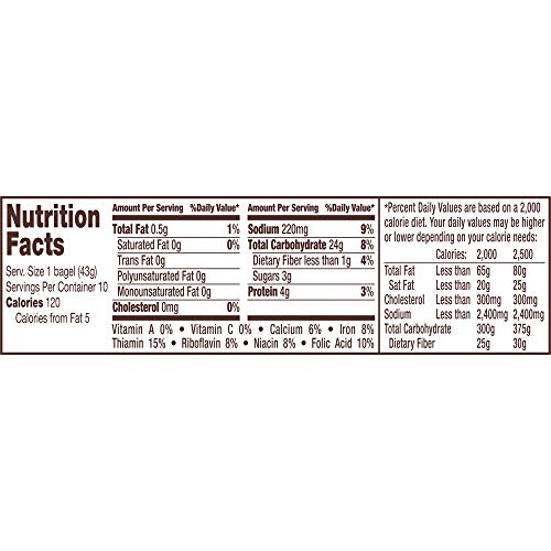 Thomas' Plain Mini Bagels, 10 count, (1.5 oz each), Pre-sliced Bagels, 15 oz Bag
