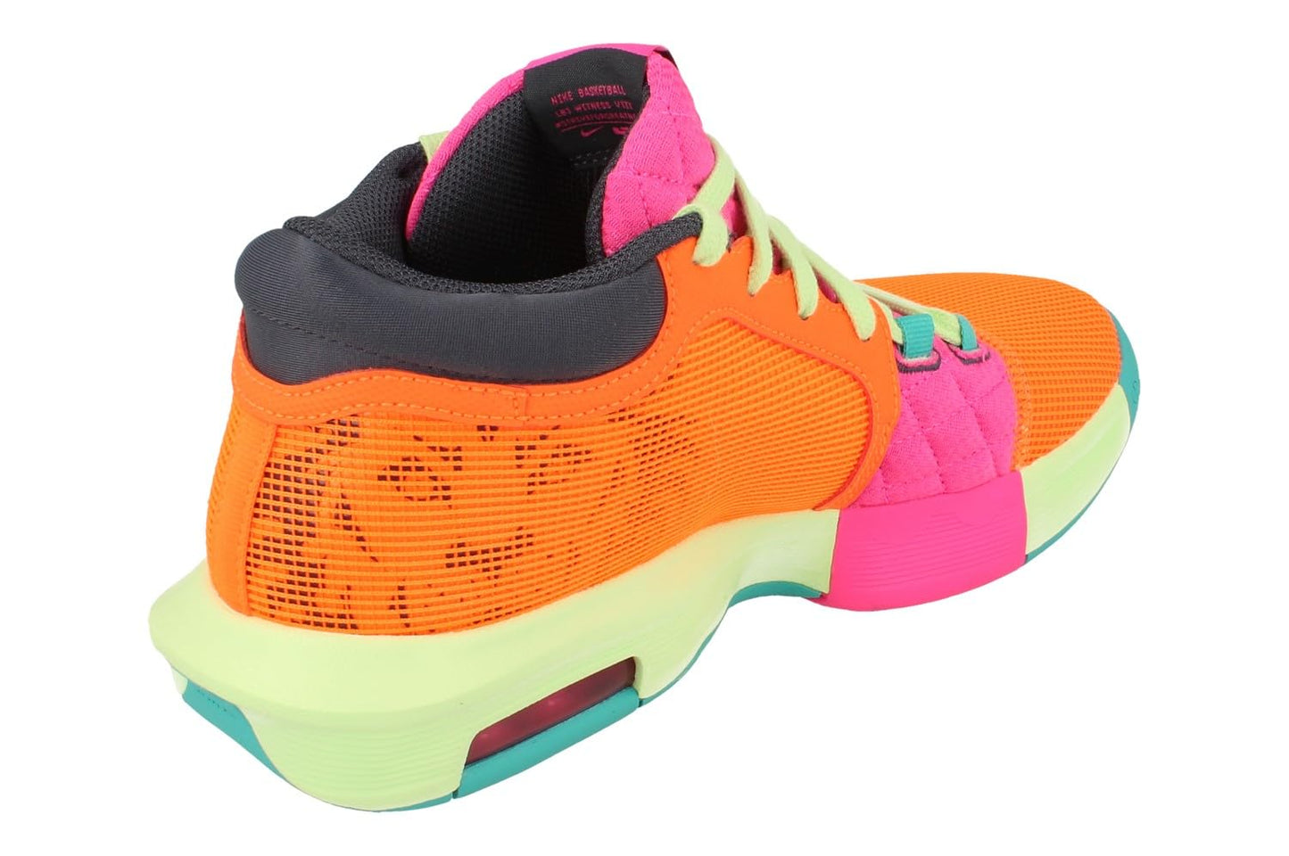 NIKE LeBron Witness 8 Basketball Shoes (FB2239-800, Total Orange/Laser Fuchsia/Vapor Green/Thunder Blue) Size 10