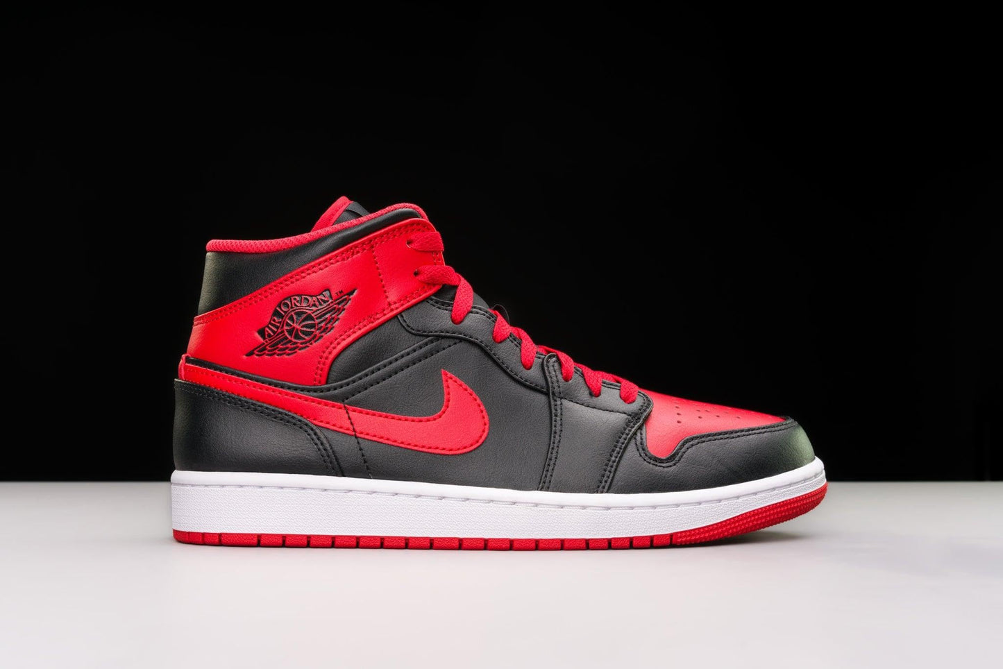 Jordan Nike Air 1 Mid Men's Shoes Black/Fire Red-White DQ8426-060 10