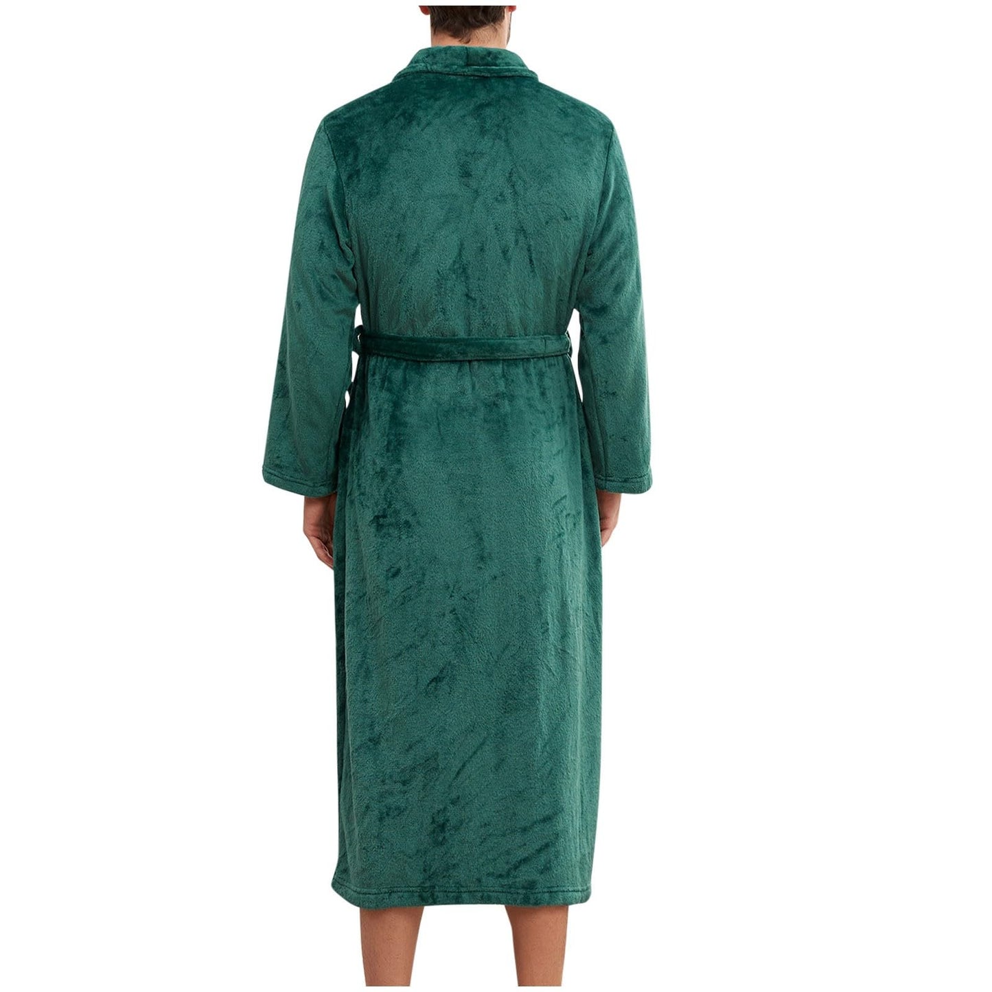 Mens Plush Fluffy Robe Cozy Warm Bathrobe Soft Fuzzy Fleece Long Spa Bath Robe with External Pockets and Belt for Men