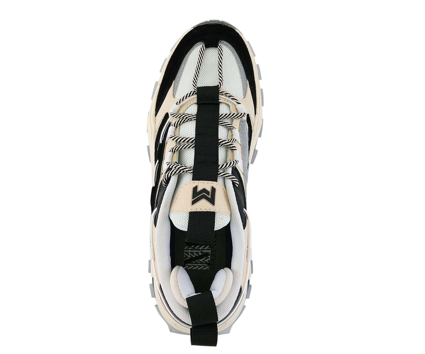 Mazino Core Fashion Chunky Sneakers for Men -Men's Athleisure Casual Shoes in (Cream/Black /7.5)