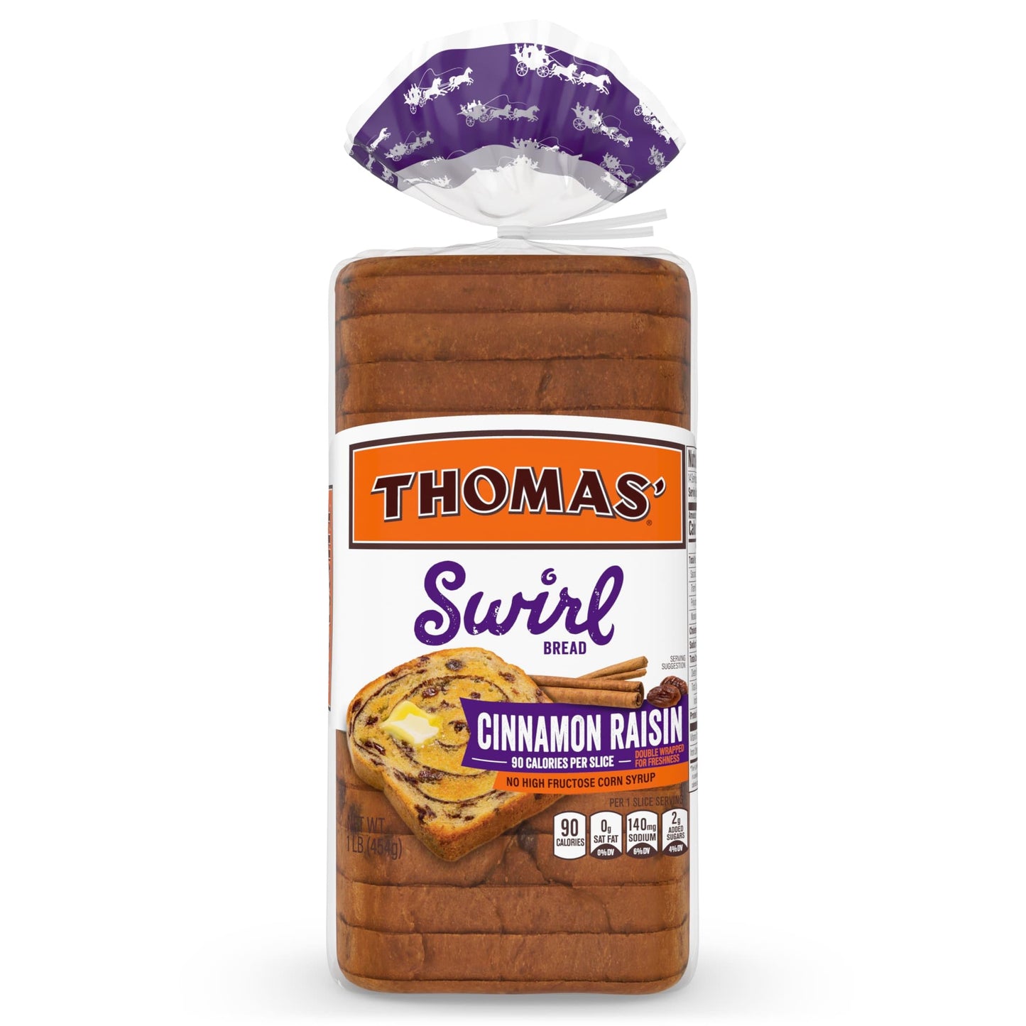 Thomas' Cinnamon Raisin Swirl Bread, Cinnamon Bread, 16 oz Bag