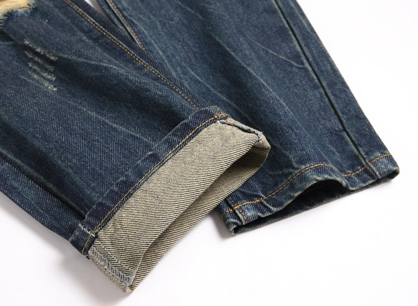 RXXKKK Men's Regular Fit Ripped Jean (34, 750 Vintage Blue)