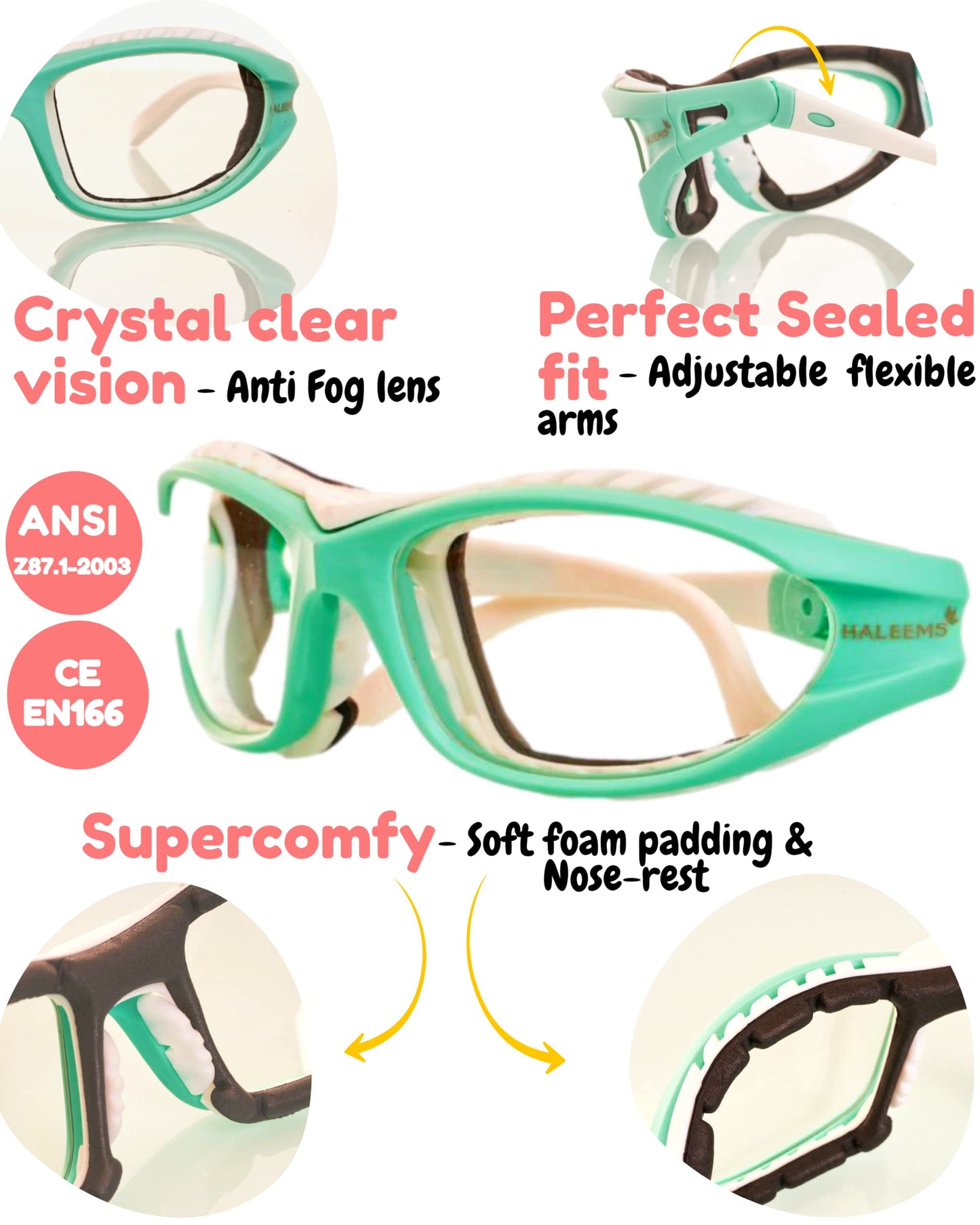 HALEEMS Onion Goggles for Women Cooking - Onion Glasses for Chopping, Anti Fog Anti Scratch Cooking Goggles, One Size Onion Cutting Goggles Fit Men & Women Eye (Green)