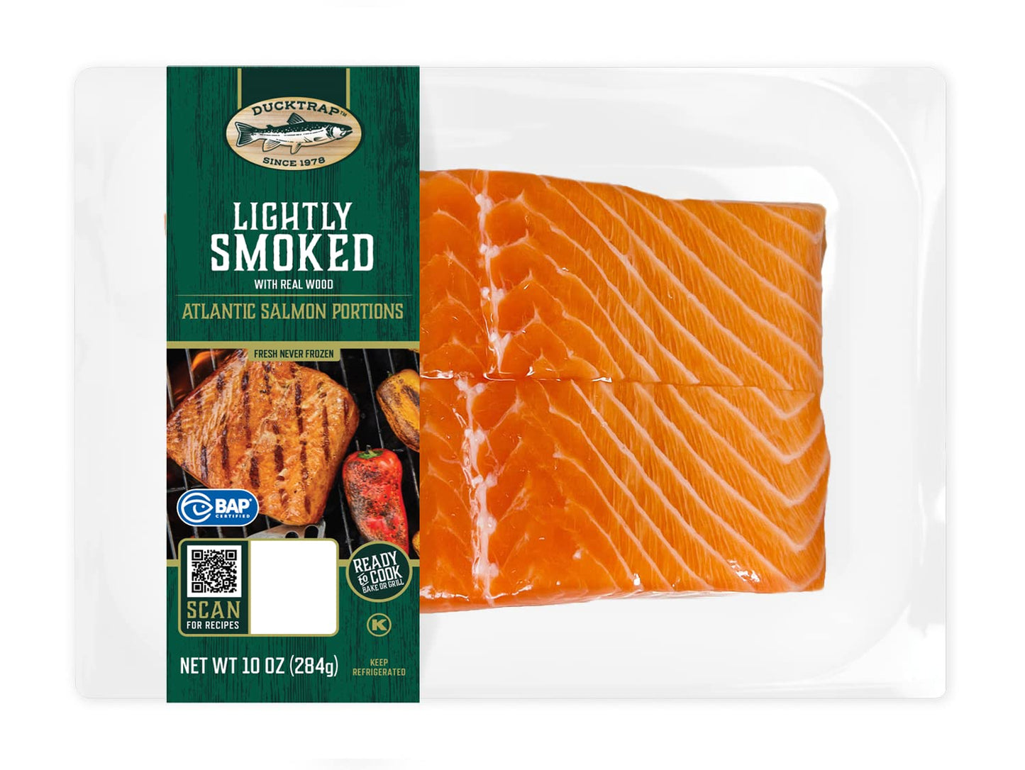 Ducktrap Lightly Smoked Atlantic Salmon 10oz, 2 portions