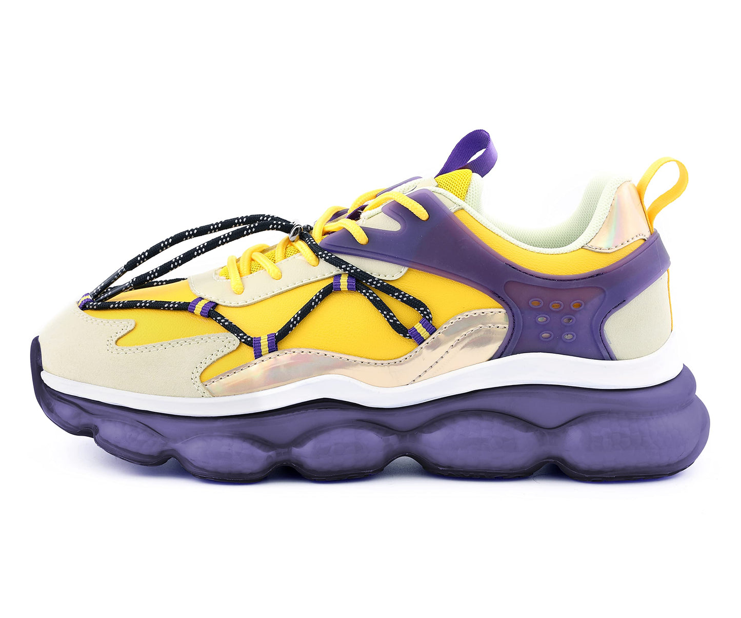 Mazino Degree Fashion Sneakers for Men - Men's Athleisure Casual Shoes - Purple/Yellow
