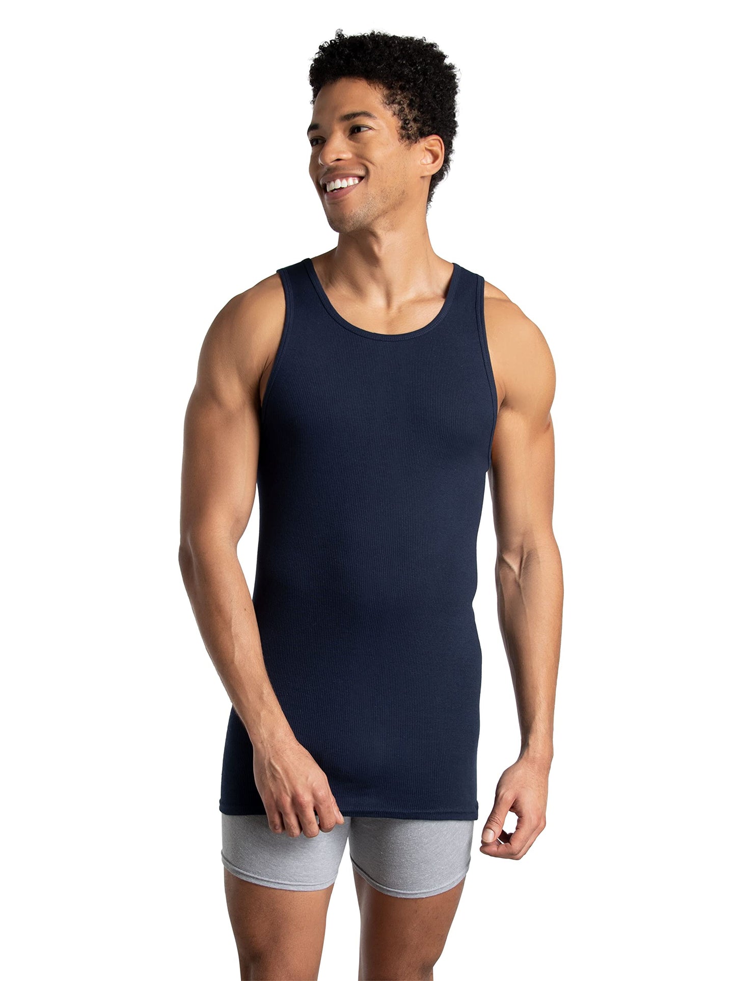 Fruit of the Loom Men's Sleeveless Tank A-Shirt, Tag Free & Moisture Wicking, Ribbed Stretch Fabric, 6 Pack-Assorted Colors, X-Large