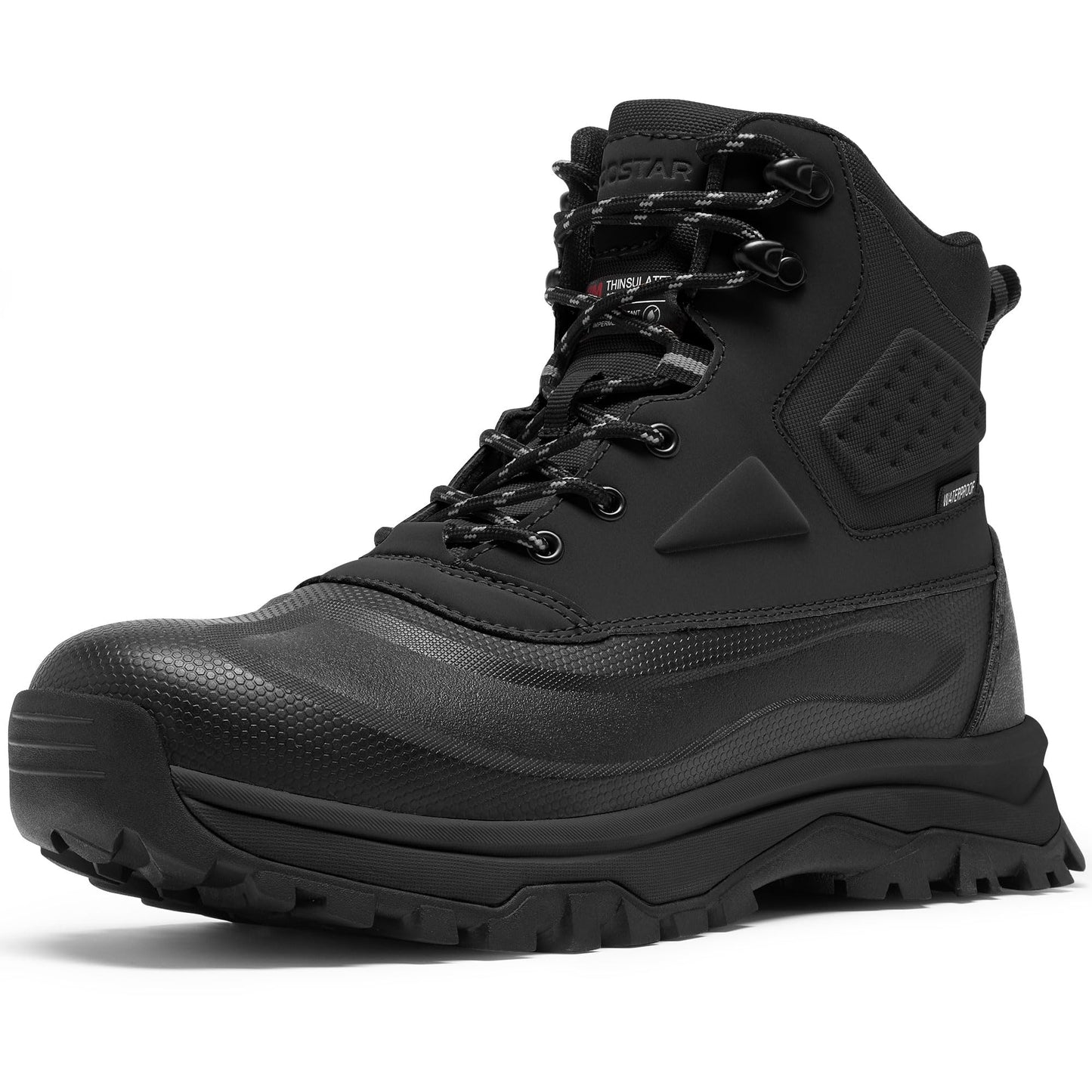 Coostar Snow Boots for Men Insulated Waterproof Construction Winter Hiking Boots Black