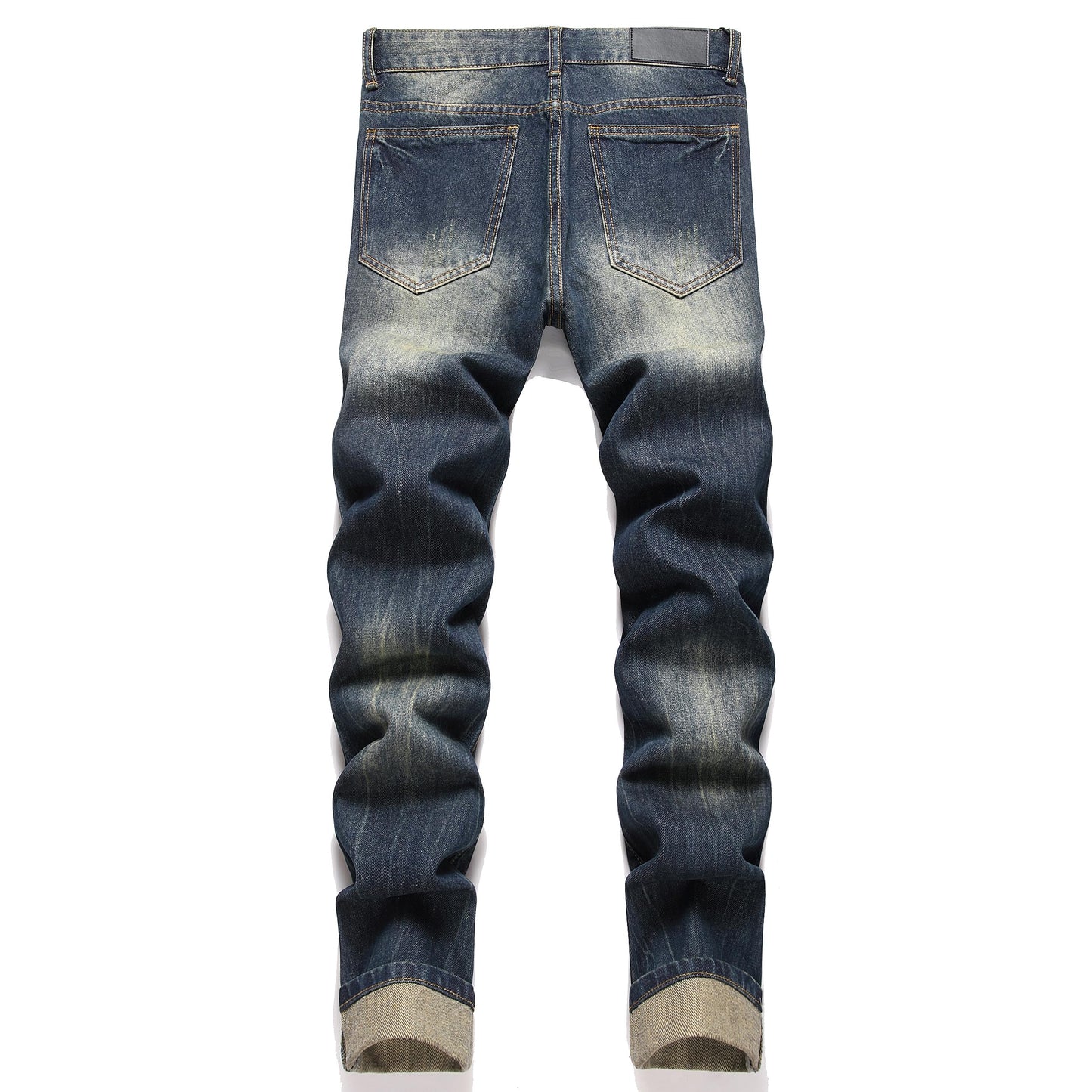 RXXKKK Men's Regular Fit Ripped Jean (34, 750 Vintage Blue)