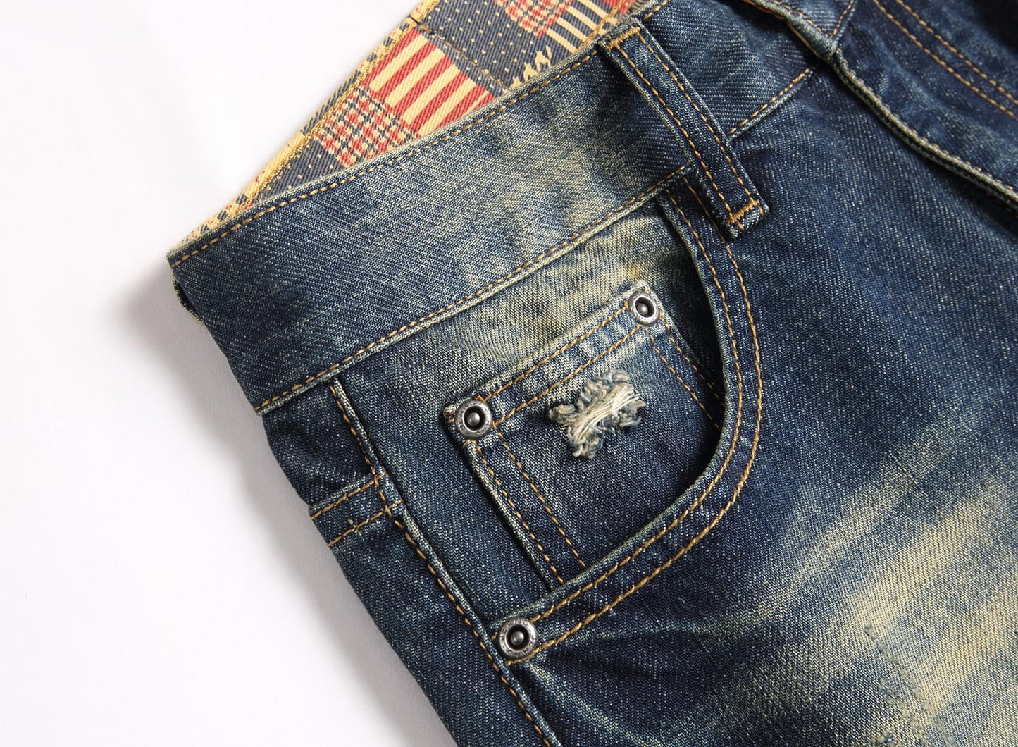 RXXKKK Men's Regular Fit Ripped Jean (34, 750 Vintage Blue)