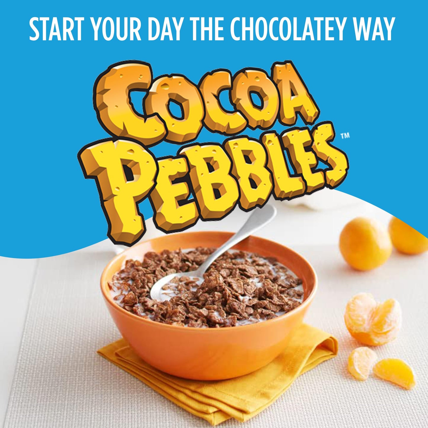 Post Cocoa PEBBLES Cereal, Chocolatey Kids Cereal, Gluten Free Rice Cereal, 11 OZ Cereal Box