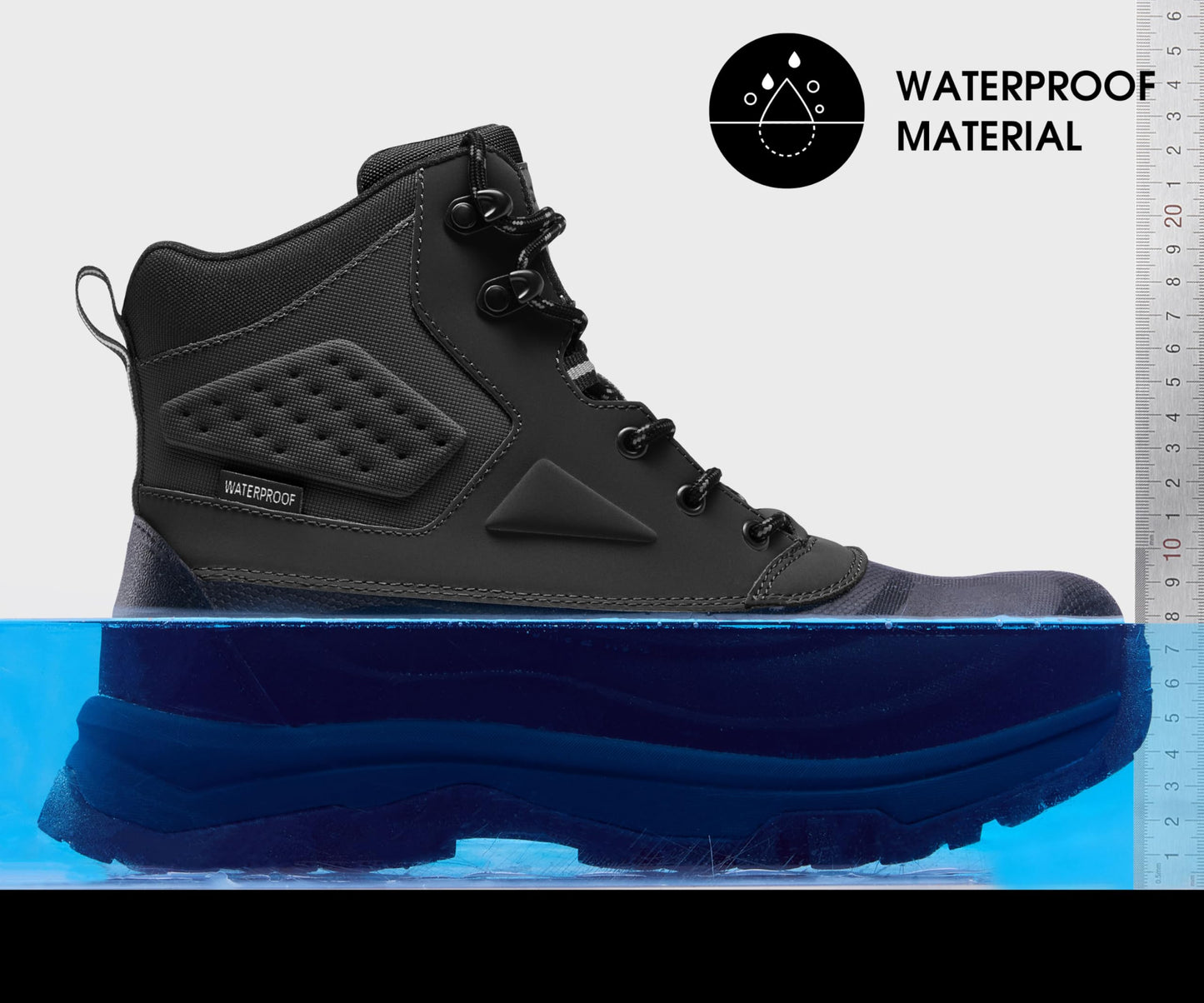Coostar Snow Boots for Men Insulated Waterproof Construction Winter Hiking Boots Black