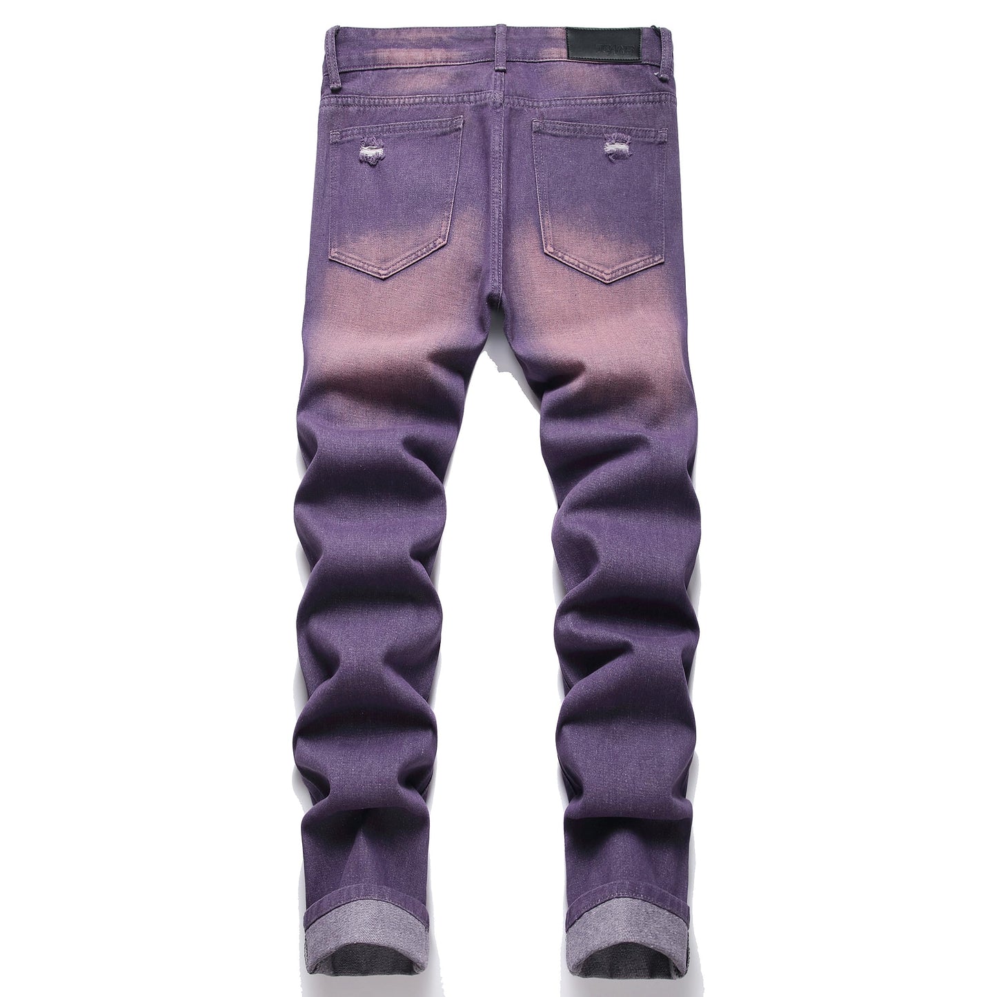 OIIIO Men's Ripped Slim Fit Straight Leg Jean Denim Pant (28, 30026 Purple)