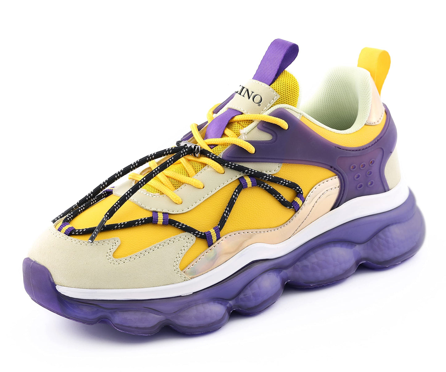 Mazino Degree Fashion Sneakers for Men - Men's Athleisure Casual Shoes - Purple/Yellow