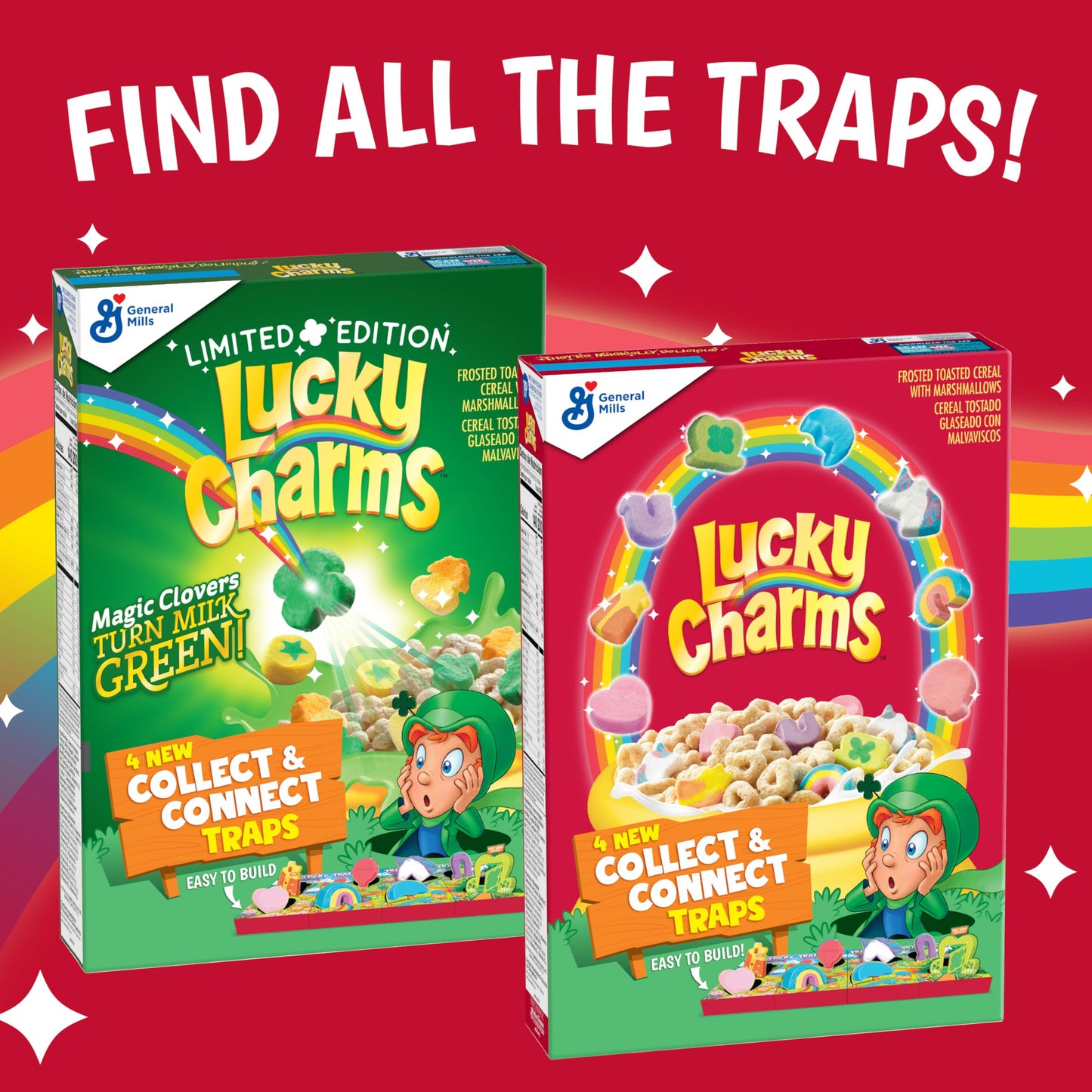 Lucky Charms Gluten Free Cereal with Marshmallows, Kids Breakfast Cereal, Made with Whole Grain, Family Size, 18.6 oz