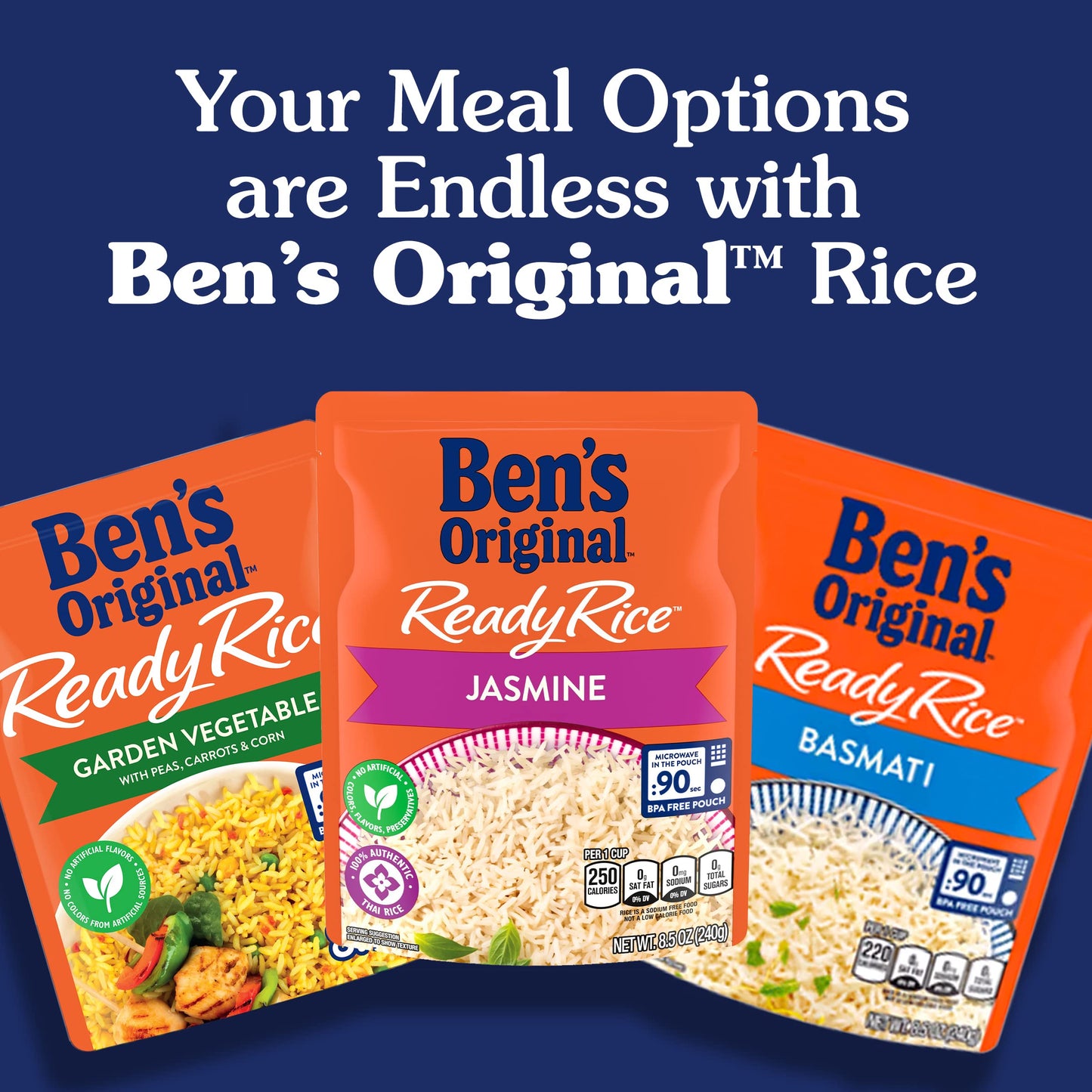BEN'S ORIGINAL Ready Rice Whole Grain Brown Rice, Easy Dinner Side, 8.8 oz Pouch