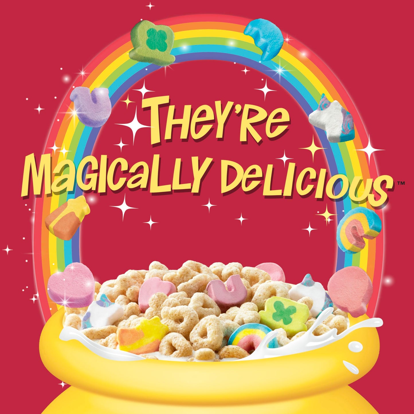 Lucky Charms Gluten Free Cereal with Marshmallows, Kids Breakfast Cereal, Made with Whole Grain, Family Size, 18.6 oz