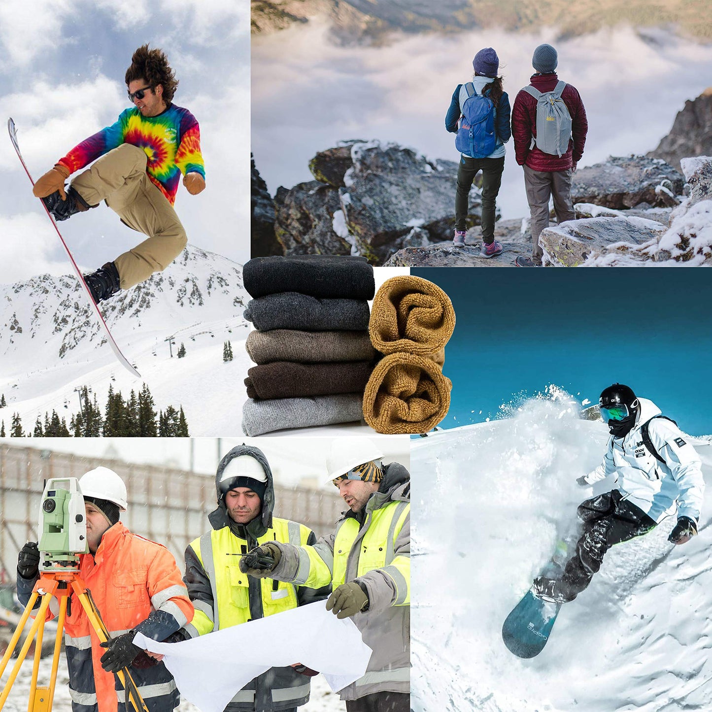 Men Wool Merino Winter Thermal Boot Thick Insulated Heated Socks For Heavy Duty Cold Weather Outdoor Activities Size 10-13