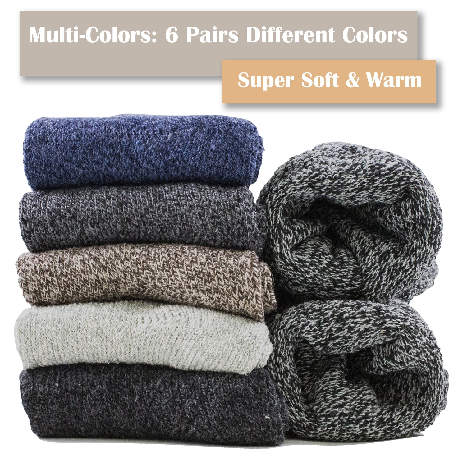 Men Wool Merino Winter Thermal Boot Thick Insulated Heated Socks For Heavy Duty Cold Weather Outdoor Activities Size 10-13