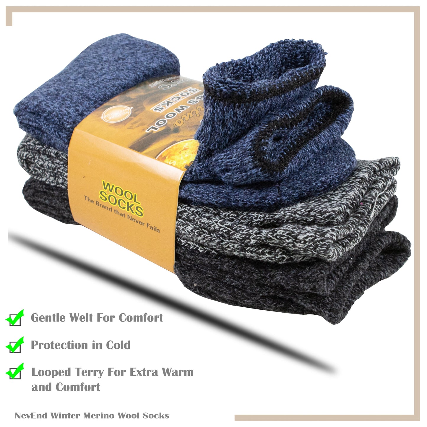 Men Wool Merino Winter Thermal Boot Thick Insulated Heated Socks For Heavy Duty Cold Weather Outdoor Activities Size 10-13