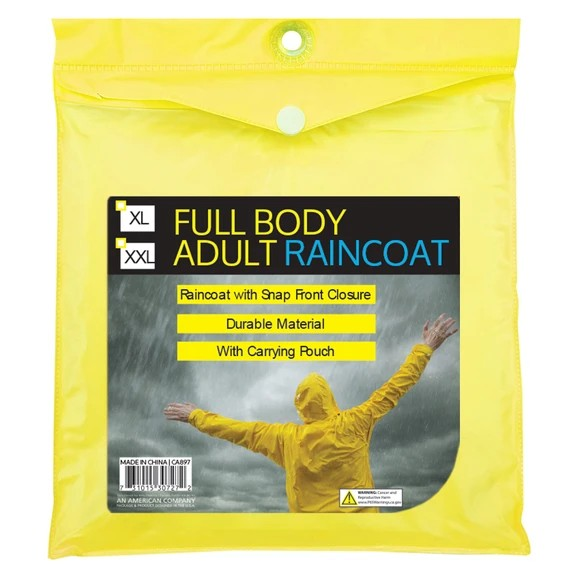 Lightweight Full Body Adult Raincoat with Carrying Bag Large, XL and XXL Lightweight Full Body Adult Raincoat with Carrying Bag Large, XL and XXL