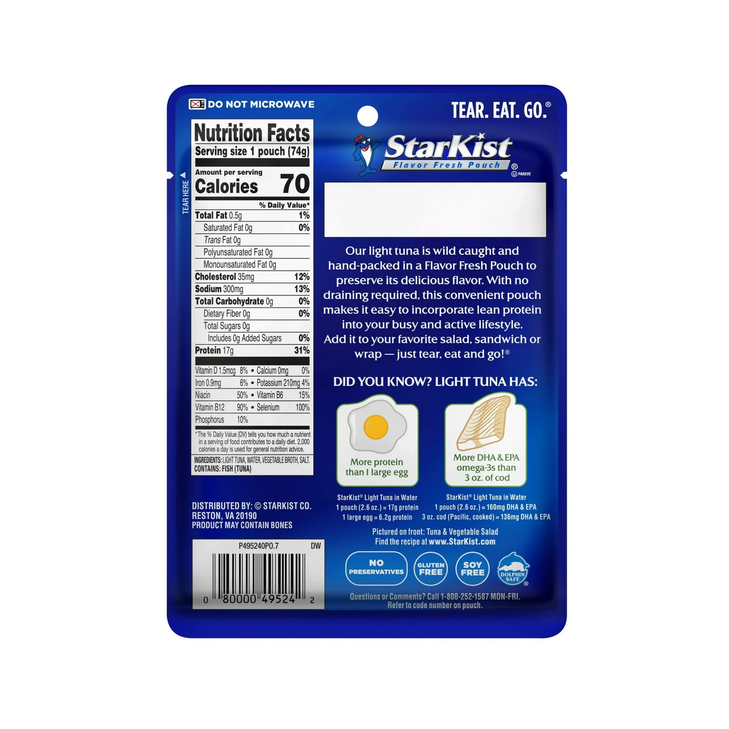 StarKist Chunk Light Tuna in Water - 2.6 oz Pouch