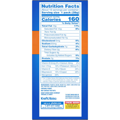 Planters Honey Roasted Peanuts, 10 ct Box, 1 oz Packs