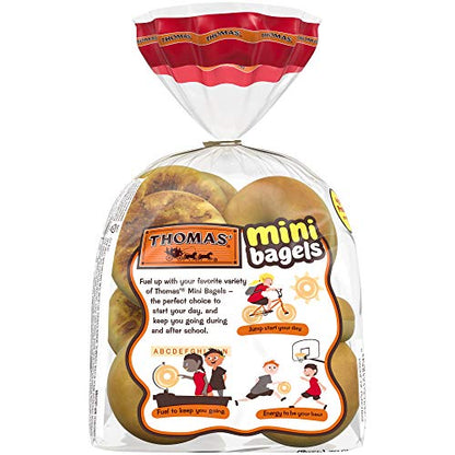 Thomas' Plain Mini Bagels, 10 count, (1.5 oz each), Pre-sliced Bagels, 15 oz Bag