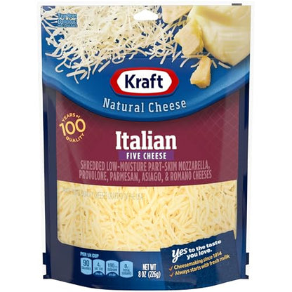 Kraft Natural Italian Five Cheese Blend Shredded Cheese (8 oz Pouch)