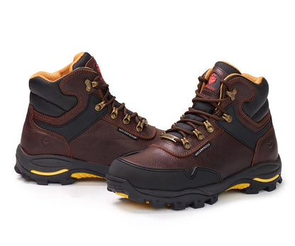 SUREWAY Men's 6" Heavy Duty Steel Toe Waterproof Work Boot - Leather,Lace Up,Oil/Slip Resistant Dual-Density Comfortable Outsole, EH Construction Industrial Ankle Mens Safety Work Boots