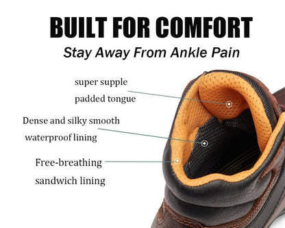 SUREWAY Men's 6" Heavy Duty Steel Toe Waterproof Work Boot - Leather,Lace Up,Oil/Slip Resistant Dual-Density Comfortable Outsole, EH Construction Industrial Ankle Mens Safety Work Boots