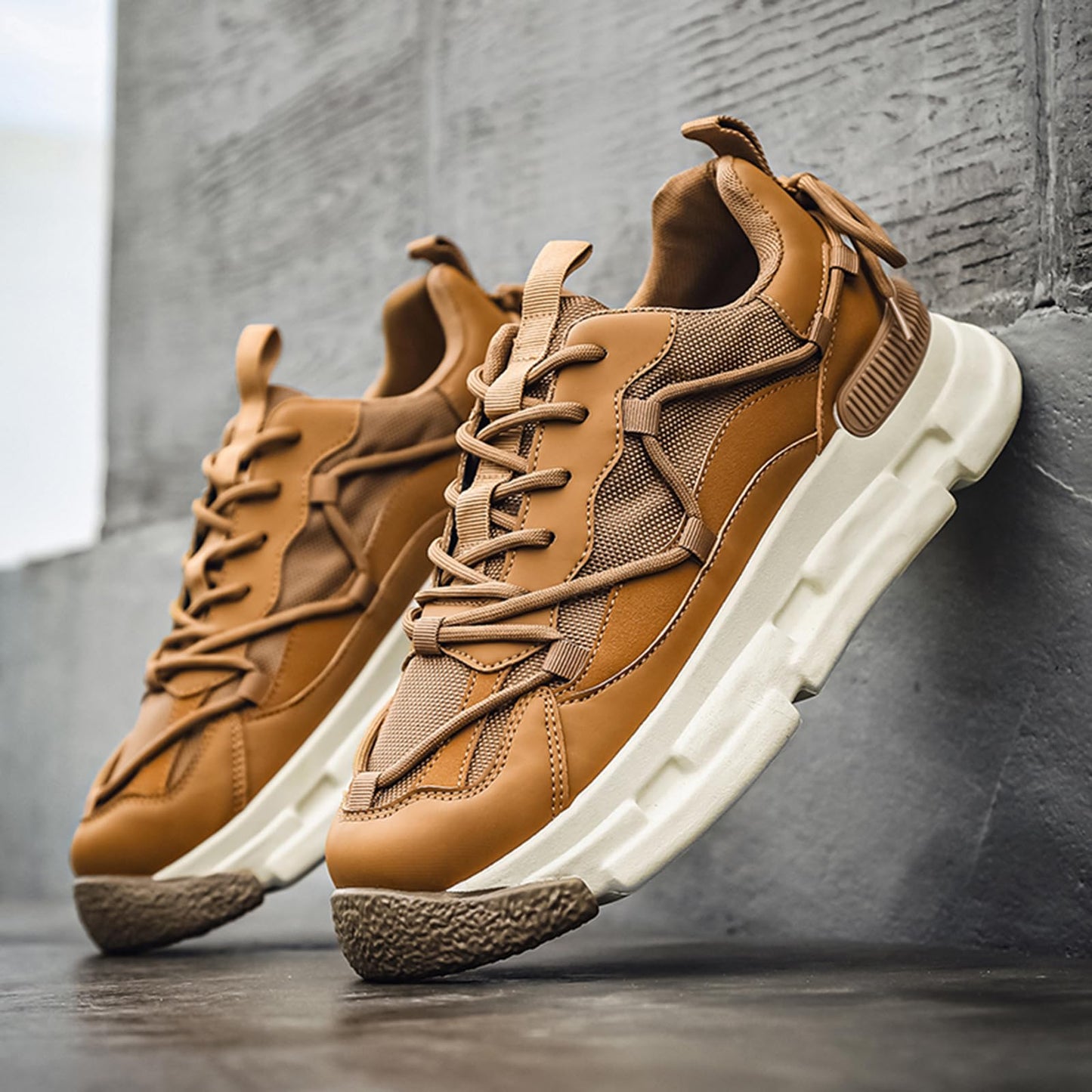 GSIGUL Men's Road Running Shoes Lightweight Walking Shoes Cushioning Mens Sneaker Athleisure Casual Shoes for Men Khaki