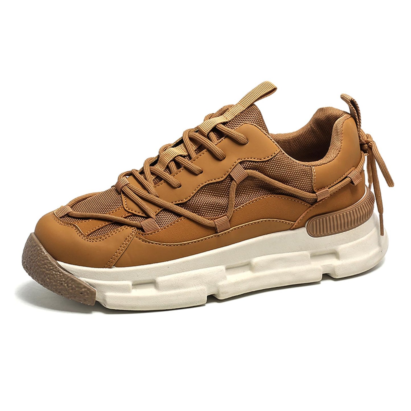 GSIGUL Men's Road Running Shoes Lightweight Walking Shoes Cushioning Mens Sneaker Athleisure Casual Shoes for Men Khaki