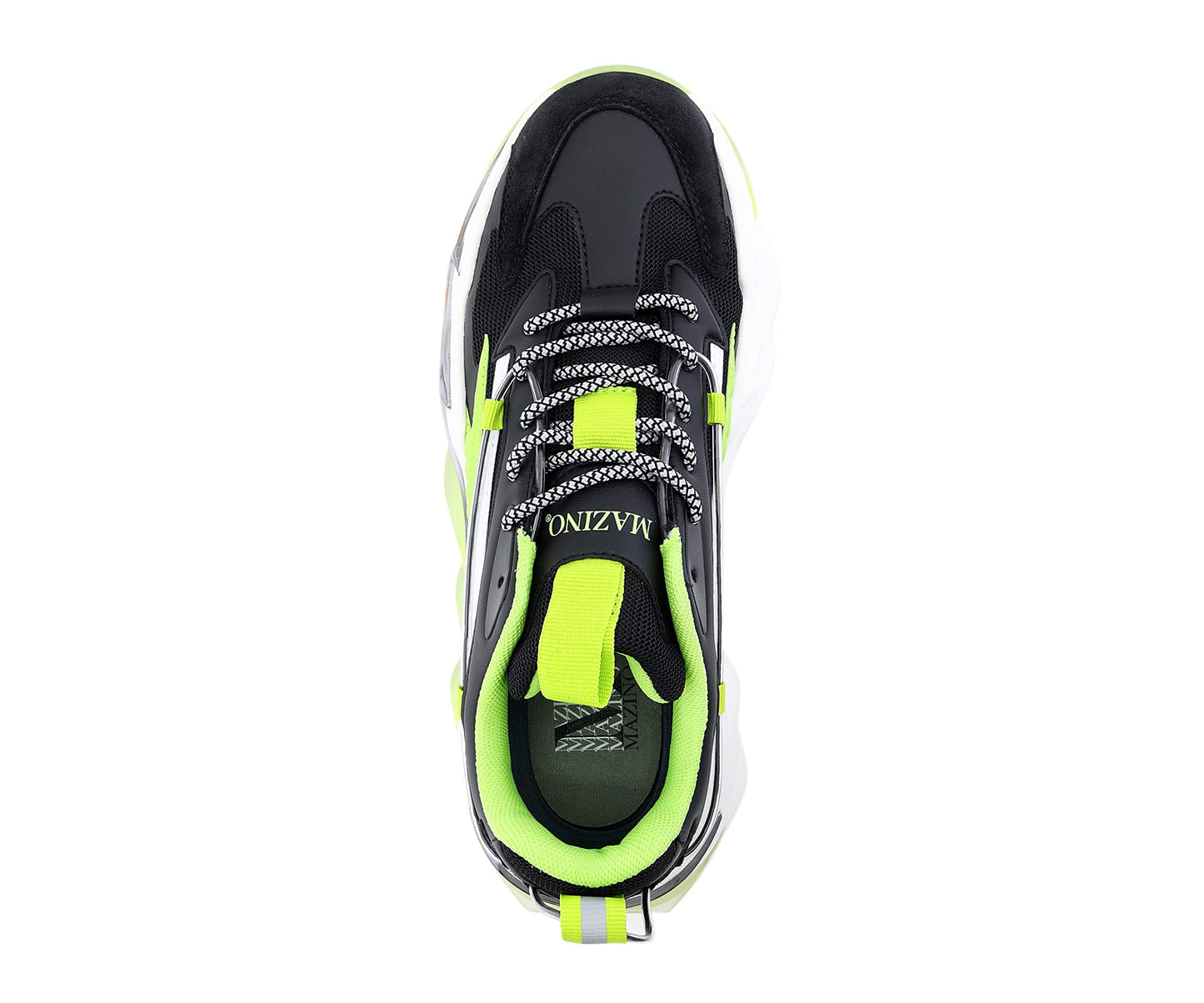 Mazino Chrome Fashion Chunky Sneakers for Men -Men's Athleisure Casual Shoes in (Lime /10.5)