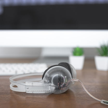 Koss CL5i Clear Transparent On-Ear Headphones, in-Line Microphone and Remote, Retro Style, 3.5mm Plug