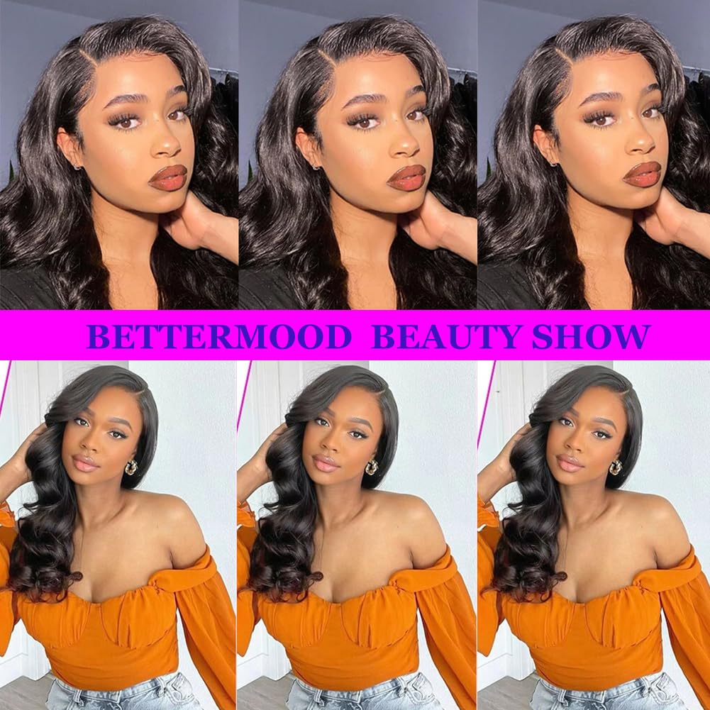 2 Body Wave Bundles Human Hair 14 Inch 10A Grade 2 Bundle Human Hair Body Wave for Black Women Unprocessed Brazilian Virgin Hair Extensions Human Hair Bundles Body Wave Natural Black