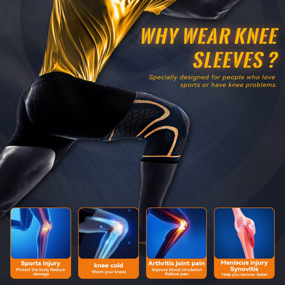 Copper Knee Braces for Men and Women (2 pack) -Knee Supports Copper Compression Knee Sleeve for Knee Pain, Arthritis, Sports and Recovery Support