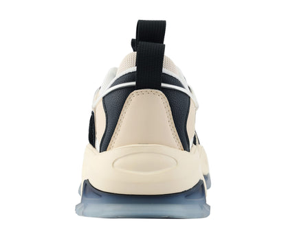 Mazino Core Fashion Chunky Sneakers for Men -Men's Athleisure Casual Shoes in (Cream/Black /7.5)