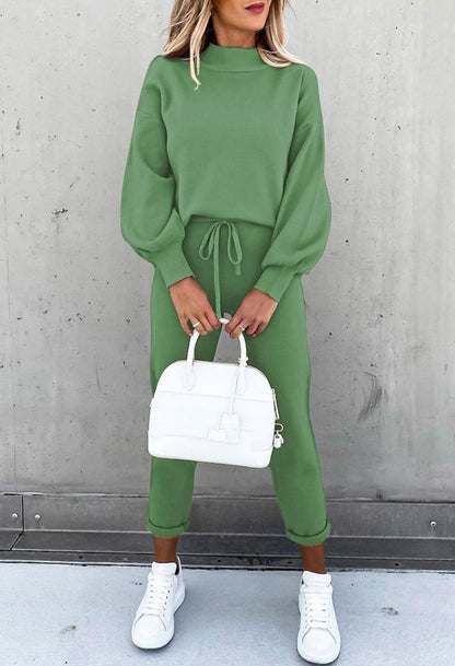 Fixmatti Women Two Piece Fall Outfit Long Sleeve Sweatshirt and Sweatpants Tracksuit Matching Sets Green XL