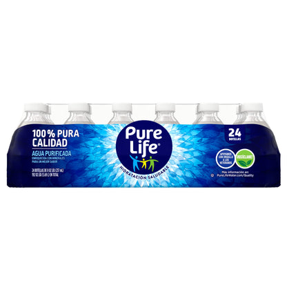 Pure Life Purified Water Bottles, 24 Pack - Still Bottled Water Enhanced with Minerals for a Crisp Taste, Plastic Bottles - 8 Fl Oz