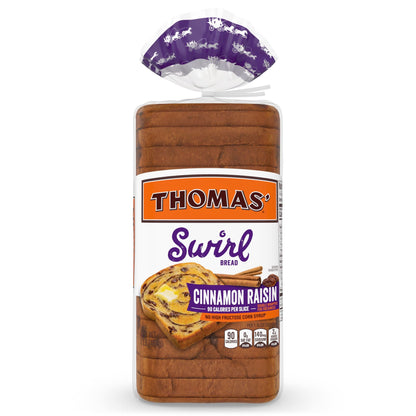 Thomas' Cinnamon Raisin Swirl Bread, Cinnamon Bread, 16 oz Bag