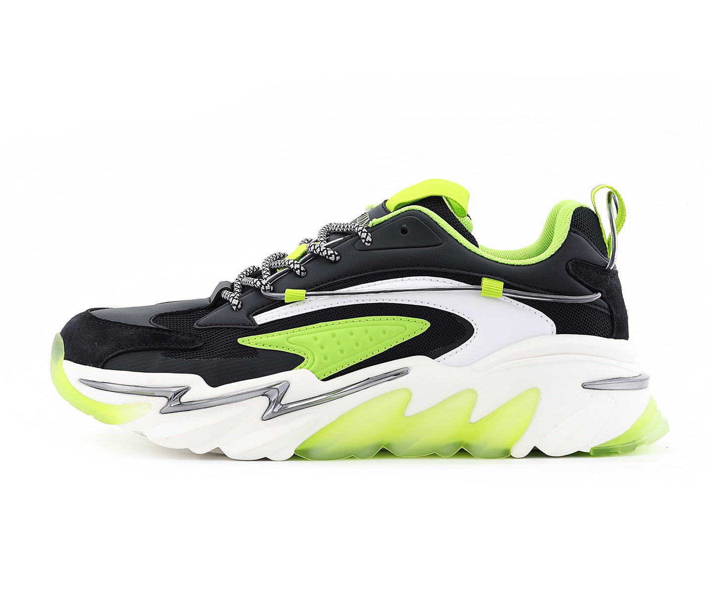 Mazino Chrome Fashion Chunky Sneakers for Men -Men's Athleisure Casual Shoes in (Lime /10.5)