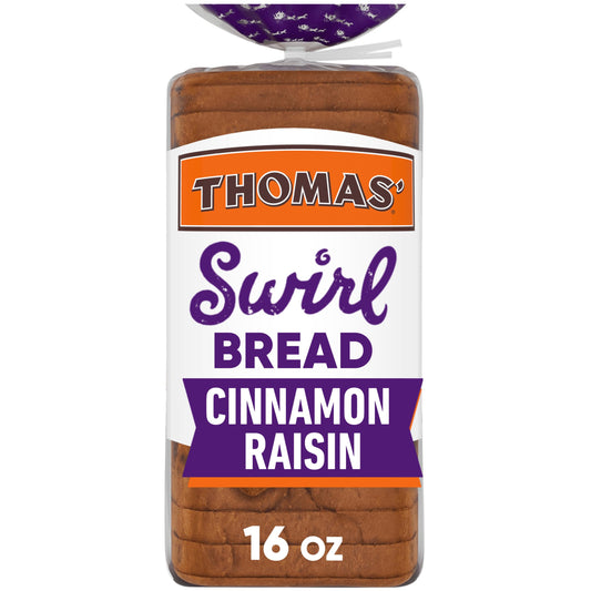 Thomas' Cinnamon Raisin Swirl Bread, Cinnamon Bread, 16 oz Bag