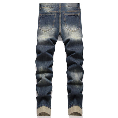 RXXKKK Men's Regular Fit Ripped Jean (34, 750 Vintage Blue)
