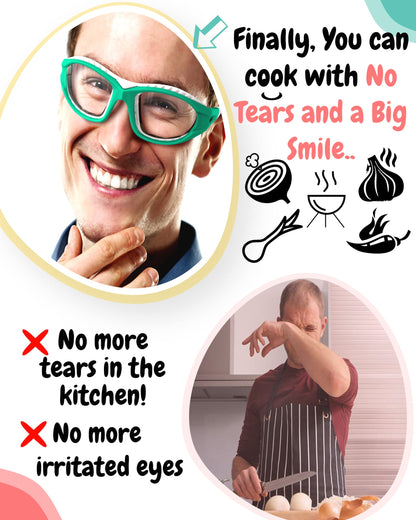 HALEEMS Onion Goggles for Women Cooking - Onion Glasses for Chopping, Anti Fog Anti Scratch Cooking Goggles, One Size Onion Cutting Goggles Fit Men & Women Eye (Green)