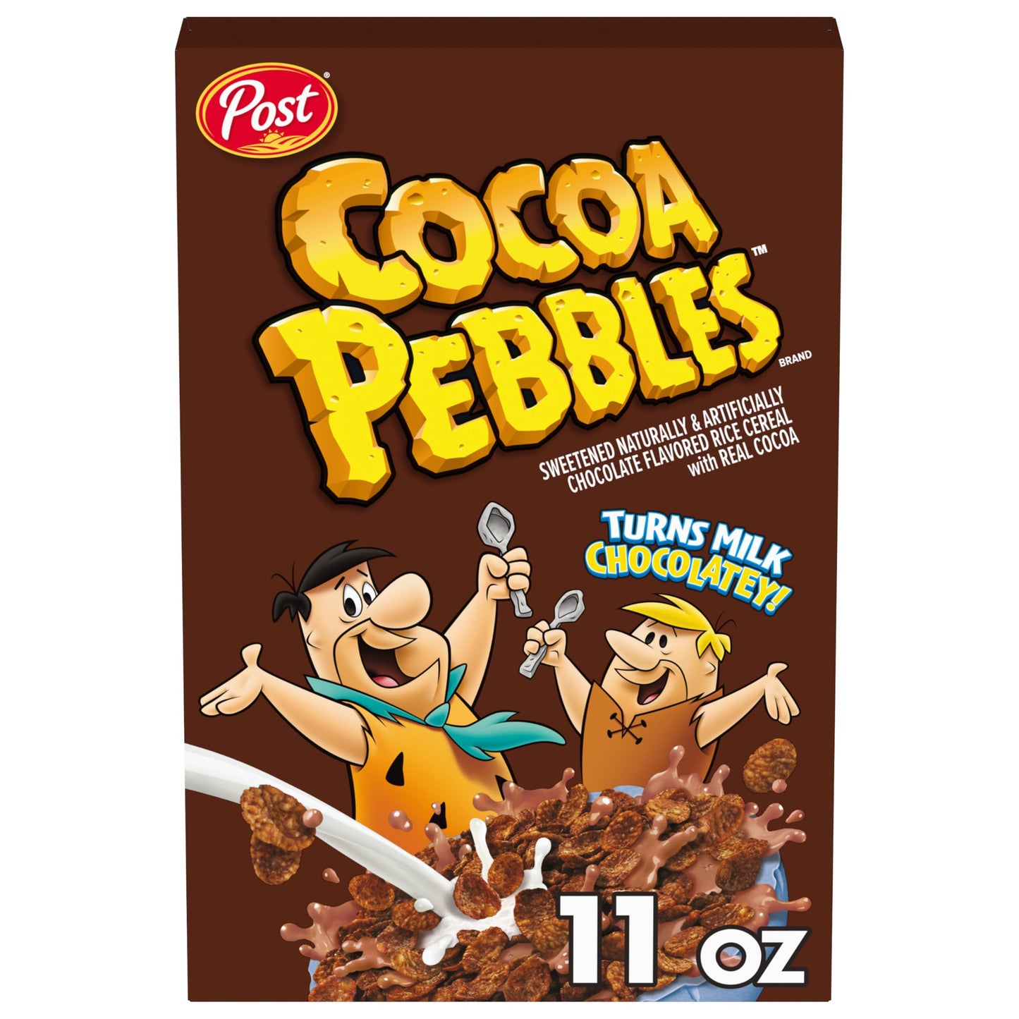 Post Cocoa PEBBLES Cereal, Chocolatey Kids Cereal, Gluten Free Rice Cereal, 11 OZ Cereal Box