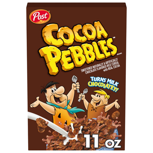 Post Cocoa PEBBLES Cereal, Chocolatey Kids Cereal, Gluten Free Rice Cereal, 11 OZ Cereal Box