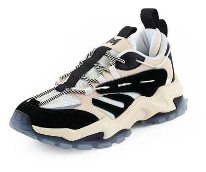 Mazino Core Fashion Chunky Sneakers for Men -Men's Athleisure Casual Shoes in (Cream/Black /7.5)